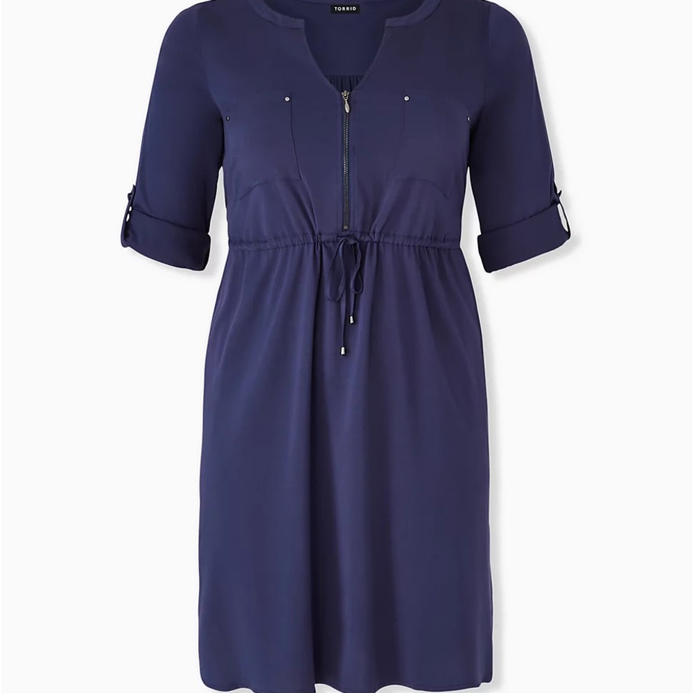 Torrid: Drawstring Challis Shirt Dress